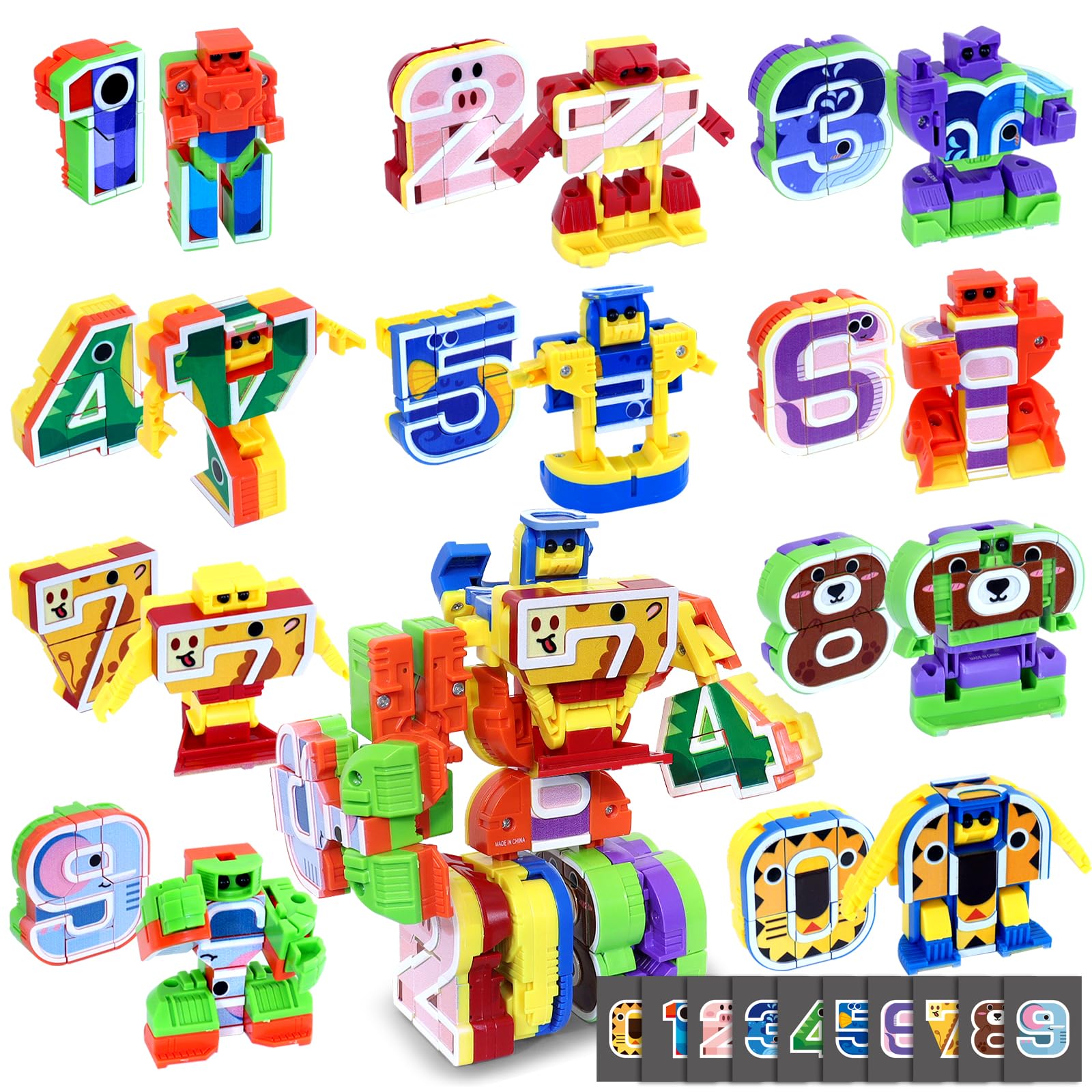 Amazon.com: HOPANDOS Animal Number Robots Transforming Toys 10-in